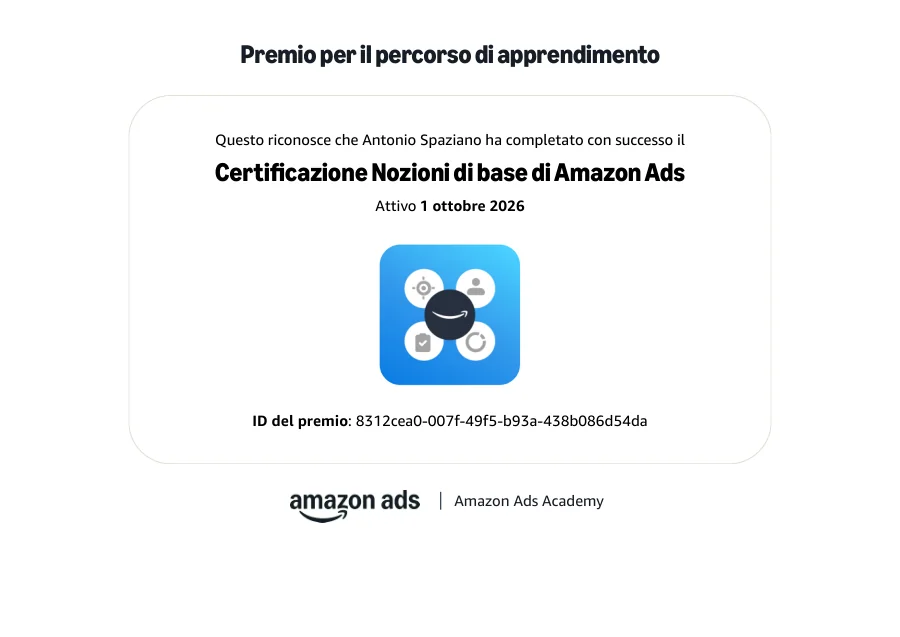 Attestato di Antonio Spaziano: Nozioni di base
