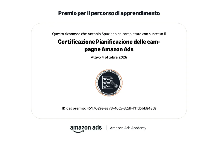Attestato di Antonio Spaziano: Pianificazione delle campagne